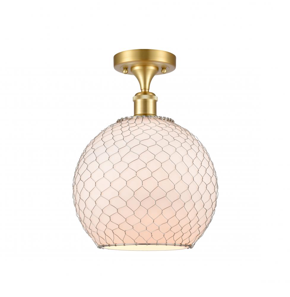 Farmhouse Chicken Wire - 1 Light - 10 inch - Satin Gold - Semi-Flush Mount