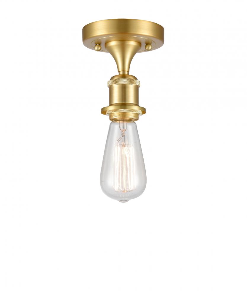 Bare Bulb - 1 Light - 5 inch - Satin Gold - Semi-Flush Mount