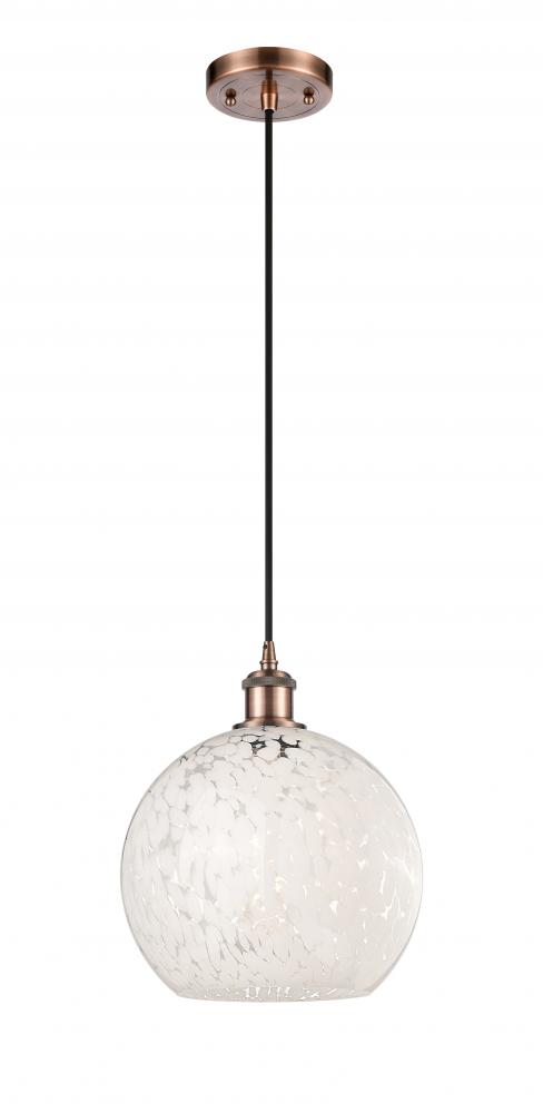 White Mouchette - 1 Light - 10 inch - Antique Copper - Cord Hung - Mini Pendant