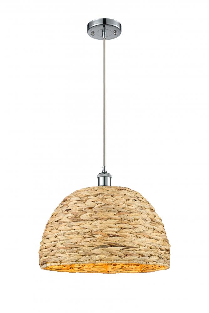 Woven Rattan - 1 Light - 16 inch - Polished Chrome - Mini Pendant