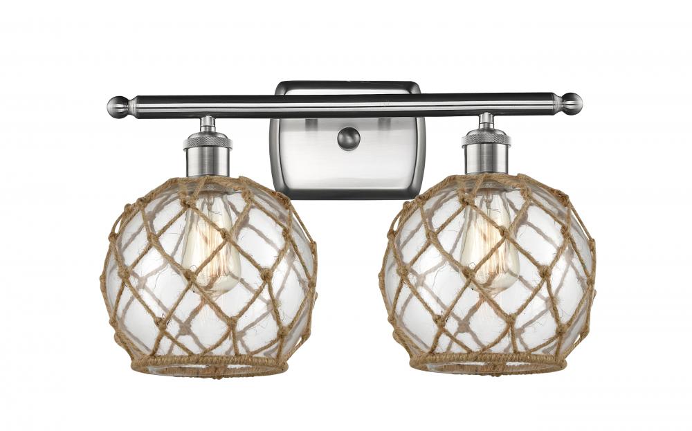 Farmhouse Rope - 2 Light - 18 inch - Brushed Satin Nickel - Bath Vanity Light