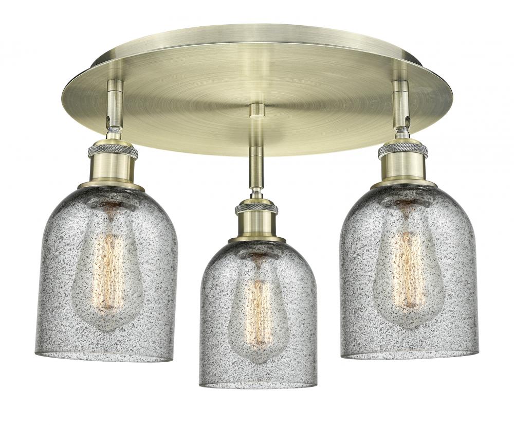 Caledonia - 3 Light - 17 inch - Antique Brass - Flush Mount