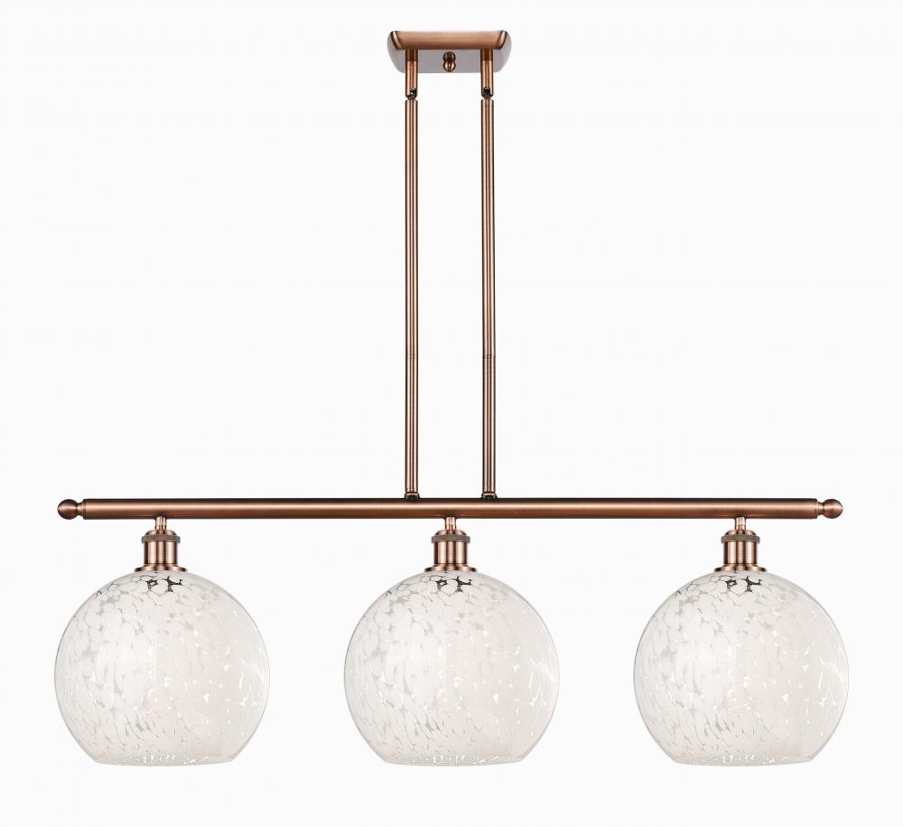 White Mouchette - 3 Light - 37 inch - Antique Copper - Stem Hung - Island Light