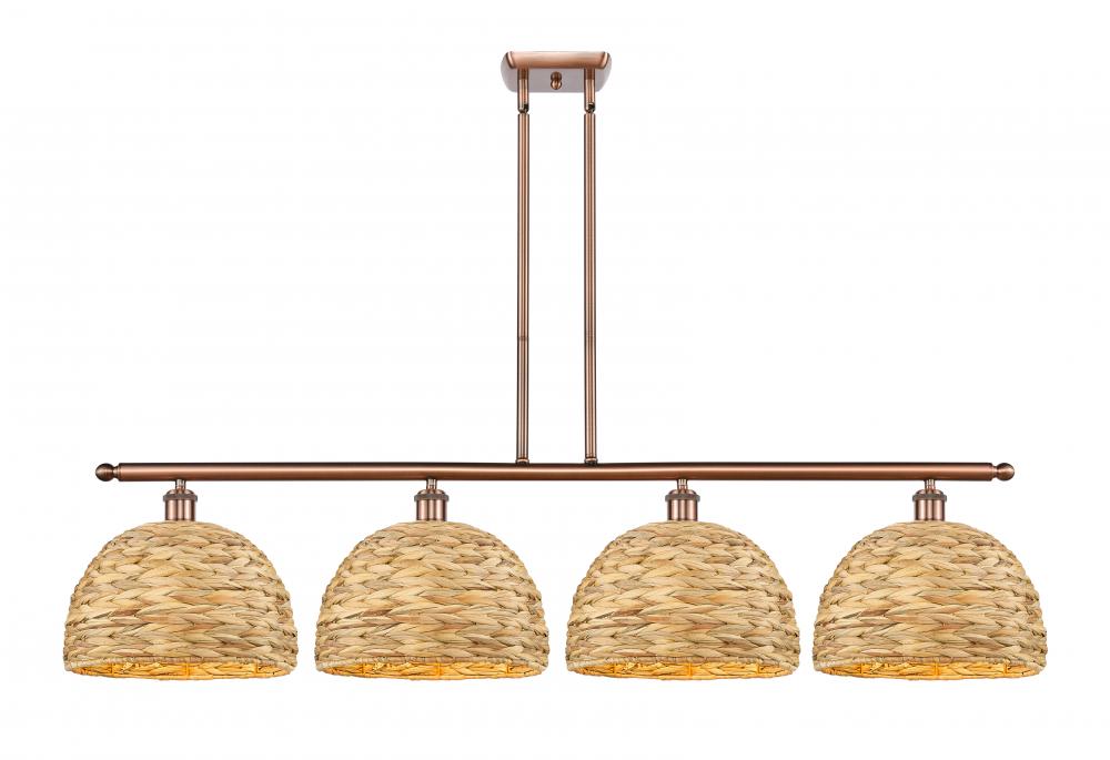 Woven Rattan - 4 Light - 50 inch - Antique Copper - Multi Pendant