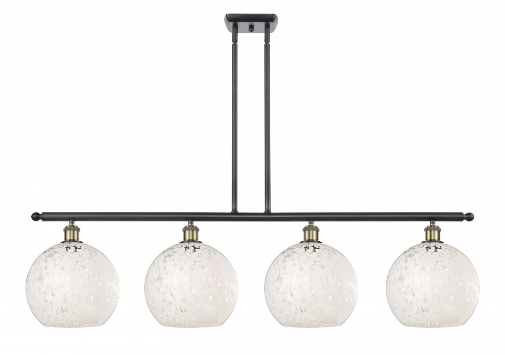 White Mouchette - 4 Light - 48 inch - Black Antique Brass - Stem Hung - Island Light