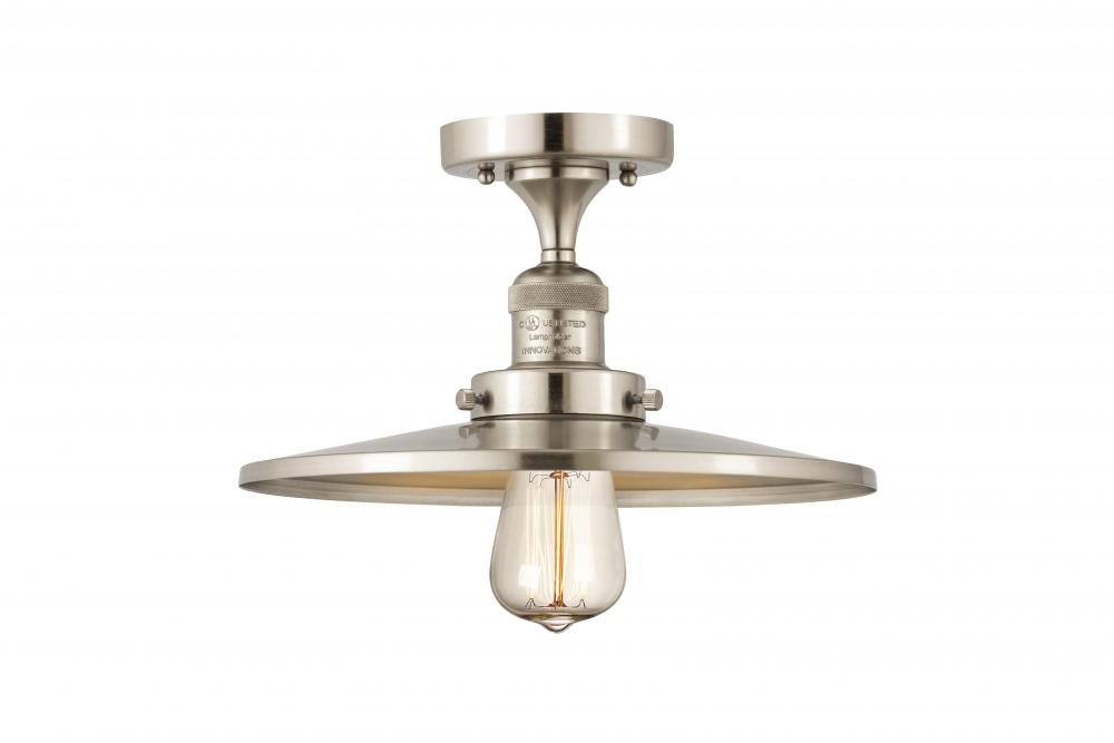 Railroad - 1 Light - 12 inch - Brushed Satin Nickel - Semi-Flush Mount