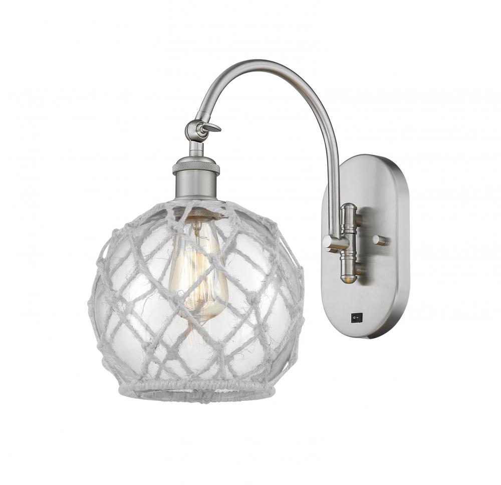 Farmhouse Rope - 1 Light - 8 inch - Brushed Satin Nickel - Sconce