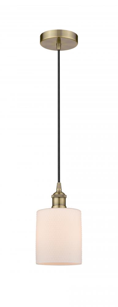 Cobbleskill - 1 Light - 5 inch - Antique Brass - Cord hung - Mini Pendant