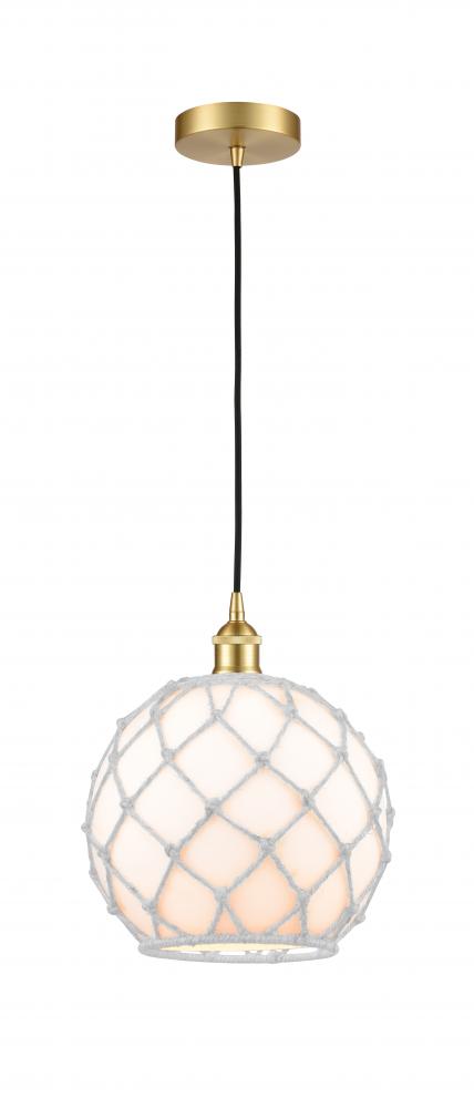 Farmhouse Rope - 1 Light - 10 inch - Satin Gold - Cord hung - Mini Pendant