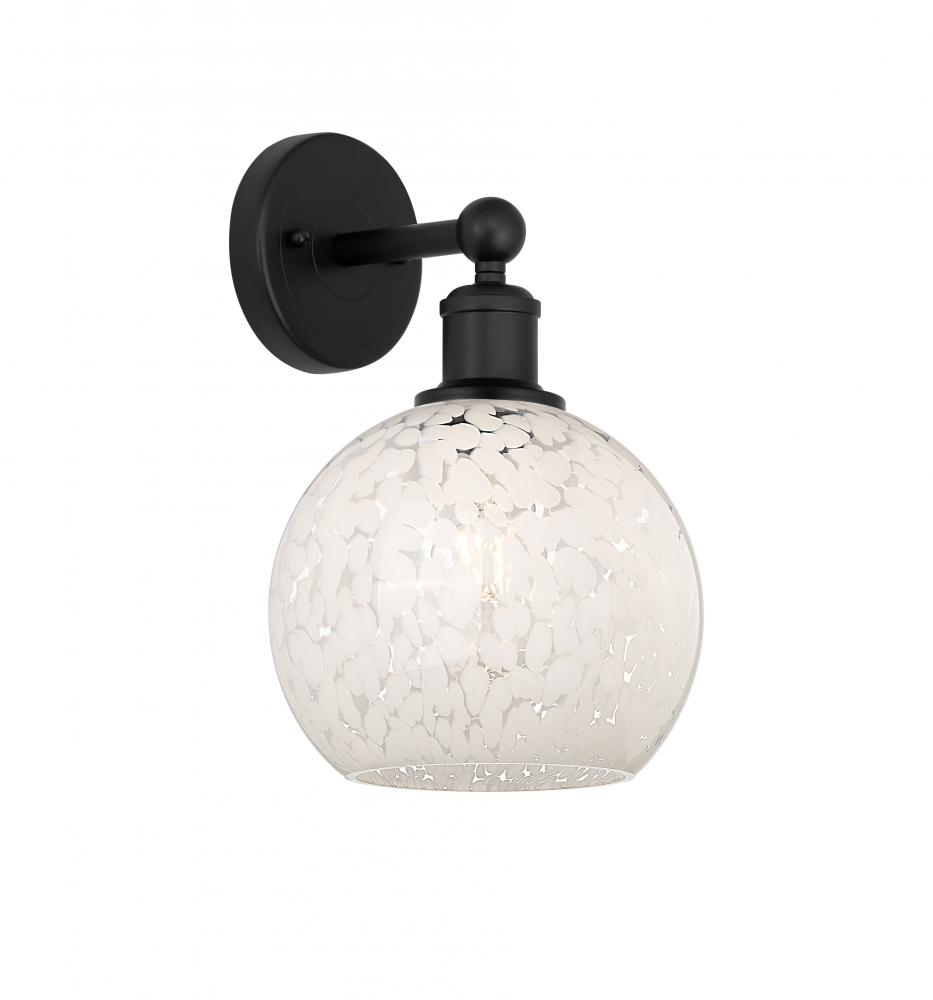 White Mouchette - 1 Light - 8 inch - Matte Black - Sconce