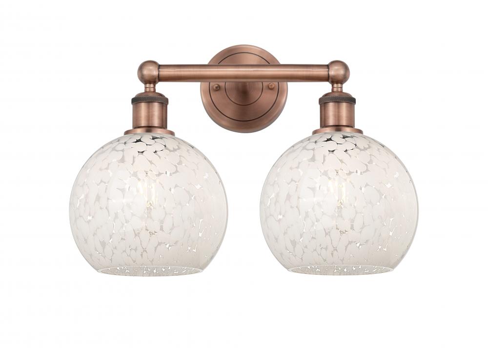 White Mouchette - 2 Light - 17 inch - Antique Copper - Bath Vanity Light