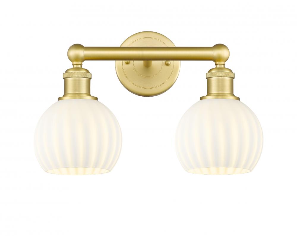 White Venetian - 2 Light - 15 inch - Satin Gold - Bath Vanity Light