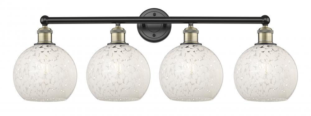 White Mouchette - 4 Light - 35 inch - Black Antique Brass - Bath Vanity Light