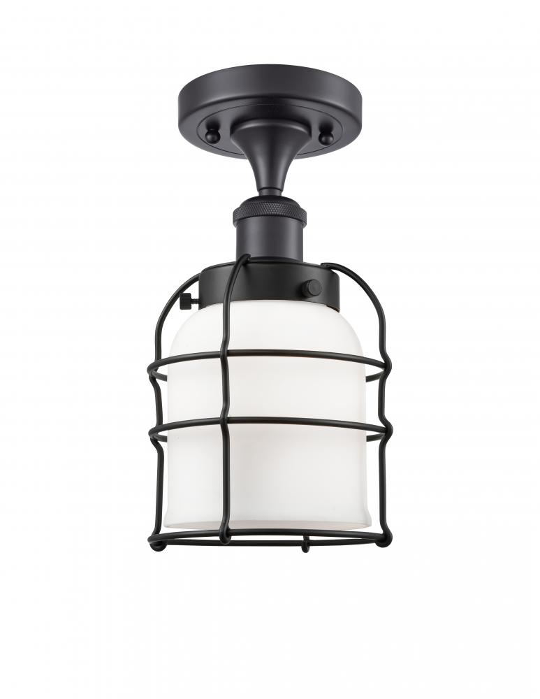 Bell Cage - 1 Light - 5 inch - Matte Black - Semi-Flush Mount