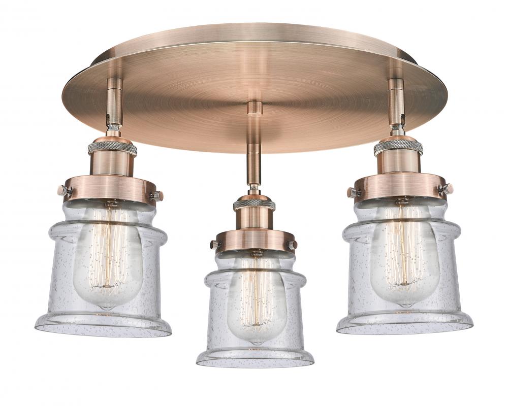 Canton - 3 Light - 17 inch - Antique Copper - Flush Mount