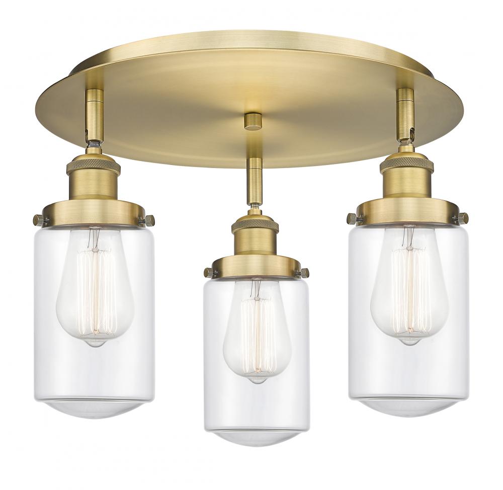 Dover - 3 Light - 16 inch - Brushed Brass - Flush Mount