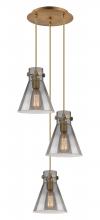 Innovations Lighting 113-410-1PS-BB-G411-8SM - Newton Cone - 3 Light - 16 inch - Brushed Brass - Multi Pendant