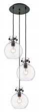 Innovations Lighting 113-410-1PS-BK-G410-8CL - Newton Sphere - 3 Light - 16 inch - Matte Black - Multi Pendant