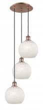 Innovations Lighting 113B-3P-AC-G1216-8WM - White Mouchette - 3 Light - 15 inch - Antique Copper - Cord Hung - Multi Pendant