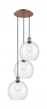 Innovations Lighting 113B-3P-AC-G124-10 - Athens - 3 Light - 17 inch - Antique Copper - Cord Hung - Multi Pendant