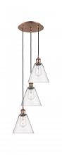 Innovations Lighting 113B-3P-AC-GBC-84 - Berkshire - 3 Light - 15 inch - Antique Copper - Cord Hung - Multi Pendant