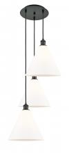 Innovations Lighting 113B-3P-BK-GBC-121 - Berkshire - 3 Light - 19 inch - Matte Black - Cord Hung - Multi Pendant