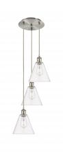 Innovations Lighting 113B-3P-SN-GBC-82 - Berkshire - 3 Light - 15 inch - Brushed Satin Nickel - Cord Hung - Multi Pendant