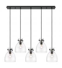 Innovations Lighting 125-410-1PS-BK-G412-8CL - Newton Bell - 5 Light - 40 inch - Matte Black - Linear Pendant