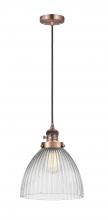 Innovations Lighting 201CSW-AC-G222 - Seneca Falls - 1 Light - 10 inch - Antique Copper - Cord hung - Mini Pendant