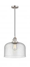  201CSW-SN-G74-L - Bell - 1 Light - 12 inch - Brushed Satin Nickel - Cord hung - Mini Pendant