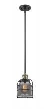 Innovations Lighting 201S-BAB-G53-CE-LED - Bell Cage - 1 Light - 6 inch - Black Antique Brass - Stem Hung - Mini Pendant