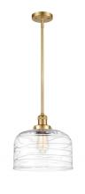  201S-SG-G713-L - Bell - 1 Light - 12 inch - Satin Gold - Stem Hung - Mini Pendant