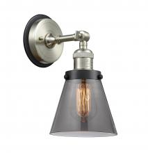 Innovations Lighting 203SN-BPBK-HRBK-G63 - Cone - 1 Light - 6 inch - Brushed Satin Nickel - Sconce