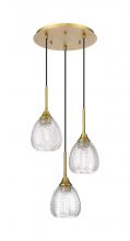  323-3P-BB-G323-6CL - Berkshire - 3 Light - 13 inch - Brushed Brass - Cord Hung - Multi Pendant