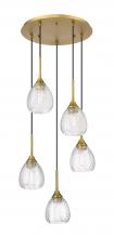 Innovations Lighting 323-5P-BB-G323-6CL - Berkshire - 5 Light - 19 inch - Brushed Brass - Cord Hung - Multi Pendant