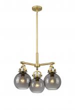 Innovations Lighting 410-3CR-BB-G410-7SM - Newton Sphere - 3 Light - 21 inch - Brushed Brass - Pendant