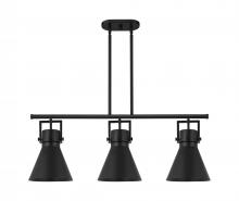 Innovations Lighting 411-3I-BK-M411-10BK - Newton Cone - 3 Light - 42 inch - Matte Black - Island Light