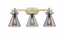 Innovations Lighting 411-3W-BB-G411-7SM - Newton Cone - 3 Light - 27 inch - Brushed Brass - Bath Vanity Light