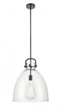 Innovations Lighting 412-1S-BK-16CL - Newton Bell - 1 Light - 16 inch - Matte Black - Cord hung - Pendant