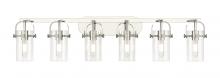 Innovations Lighting 423-6W-PN-G423-7CL - Pilaster II Cylinder - 6 Light - 44 inch - Polished Nickel - Bath Vanity Light