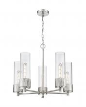  428-5CR-SN-G428-12CL - Bolivar - 5 Light - 25 inch - Satin Nickel - Chain Hung - Chandelier