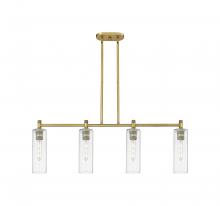  434-4I-BB-G434-12CL - Crown Point - 4 Light - 44 inch - Brushed Brass - Island Light