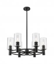  434-6CR-BK-G434-7CL - Crown Point - 6 Light - 24 inch - Matte Black - Chandelier