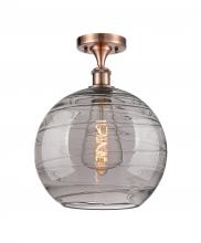 Innovations Lighting 516-1C-AC-G1213-12SM - Athens Deco Swirl - 1 Light - 12 inch - Antique Copper - Semi-Flush Mount