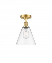 Innovations Lighting 516-1C-SG-GBC-82 - Berkshire - 1 Light - 8 inch - Satin Gold - Semi-Flush Mount