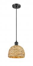 Innovations Lighting 516-1P-BK-RBD-8-NAT - Woven Rattan - 1 Light - 8 inch - Matte Black - Mini Pendant