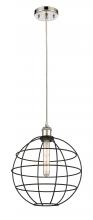 Innovations Lighting 516-1P-PN-CE-12-BK - Lake Placid - 1 Light - 12 inch - Polished Nickel - Mini Pendant