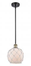 Innovations Lighting 516-1S-BAB-G121-8RW - Farmhouse Rope - 1 Light - 8 inch - Black Antique Brass - Mini Pendant