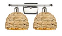 Innovations Lighting 516-2W-PN-RBD-8-NAT - Woven Rattan - 2 Light - 18 inch - Polished Nickel - Bath Vanity Light