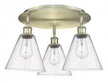 Innovations Lighting 516-3C-AB-GBC-84 - Berkshire - 3 Light - 20 inch - Antique Brass - Flush Mount